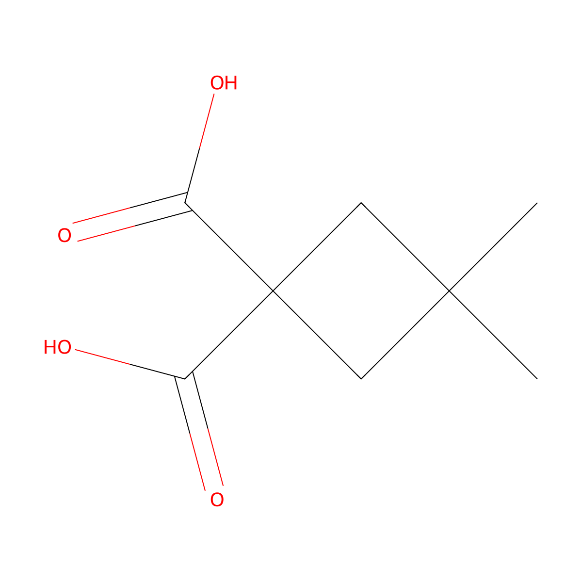3,3-Dimethylcyclobutane-1,1-dicarboxylic acid molecular structure, CAS 231303-93-8