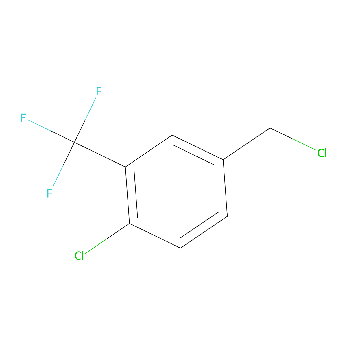 1-Chloro-4-(chloromethyl)-2-(trifluoromethyl)benzene molecular structure, CAS 23131-73-9