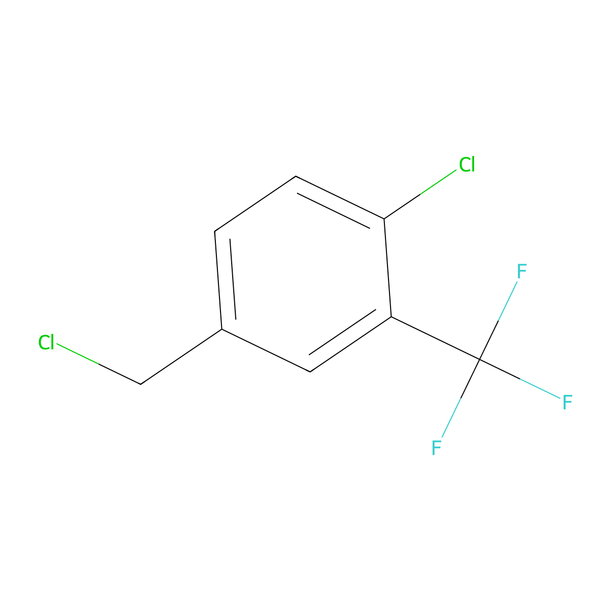 1-Chloro-4-(chloromethyl)-2-(trifluoromethyl)benzene molecular structure, CAS 23131-73-9