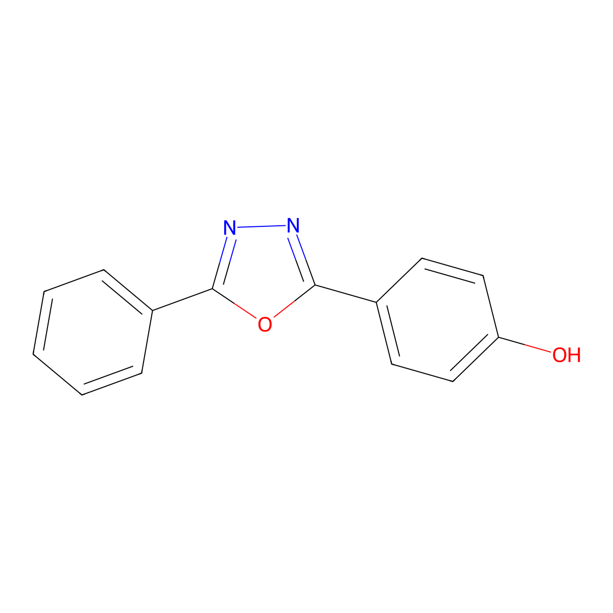 p-(5-Phenyl-1,3,4-oxadiazole-2-yl)phenol molecular structure, CAS 23133-34-8