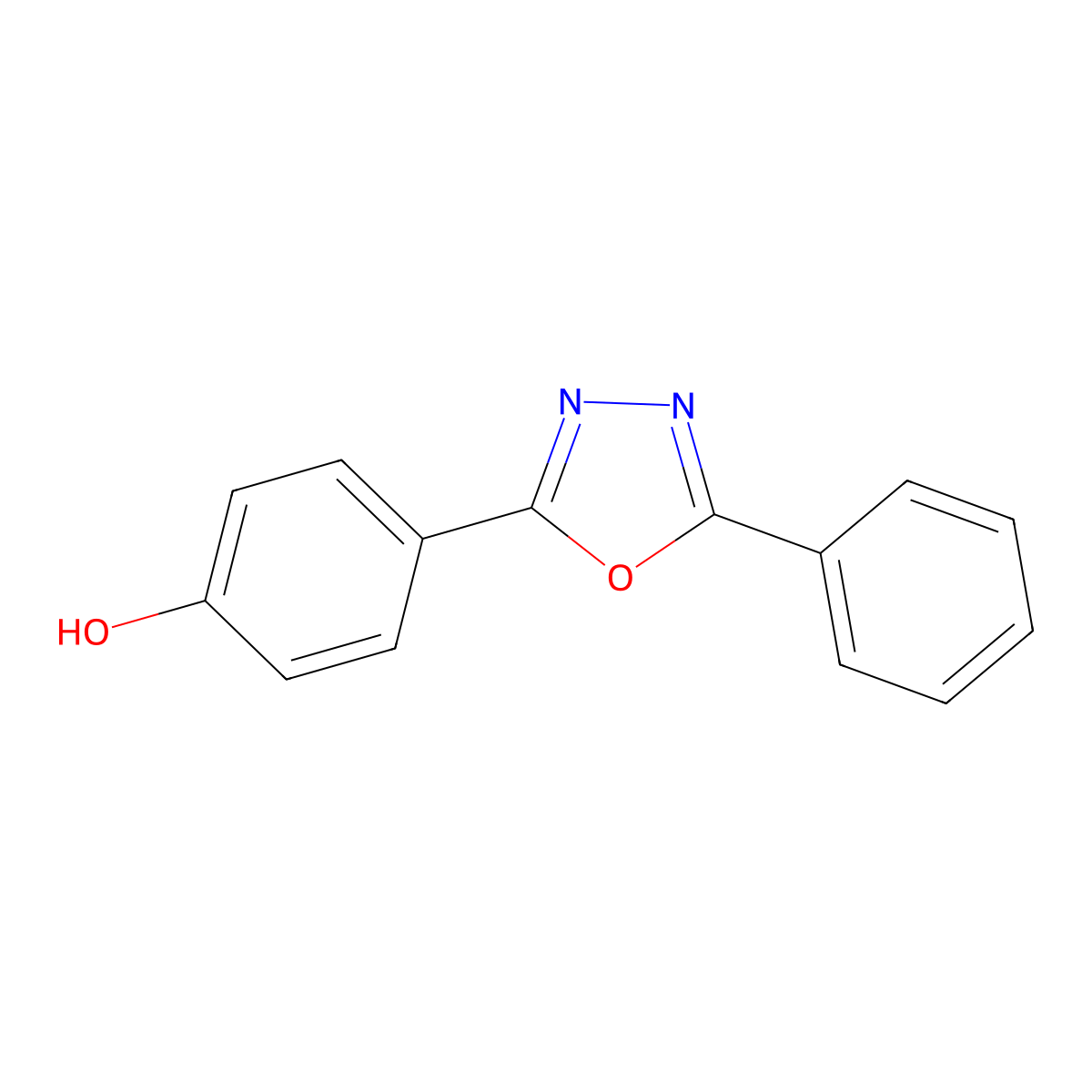 p-(5-Phenyl-1,3,4-oxadiazole-2-yl)phenol molecular structure, CAS 23133-34-8