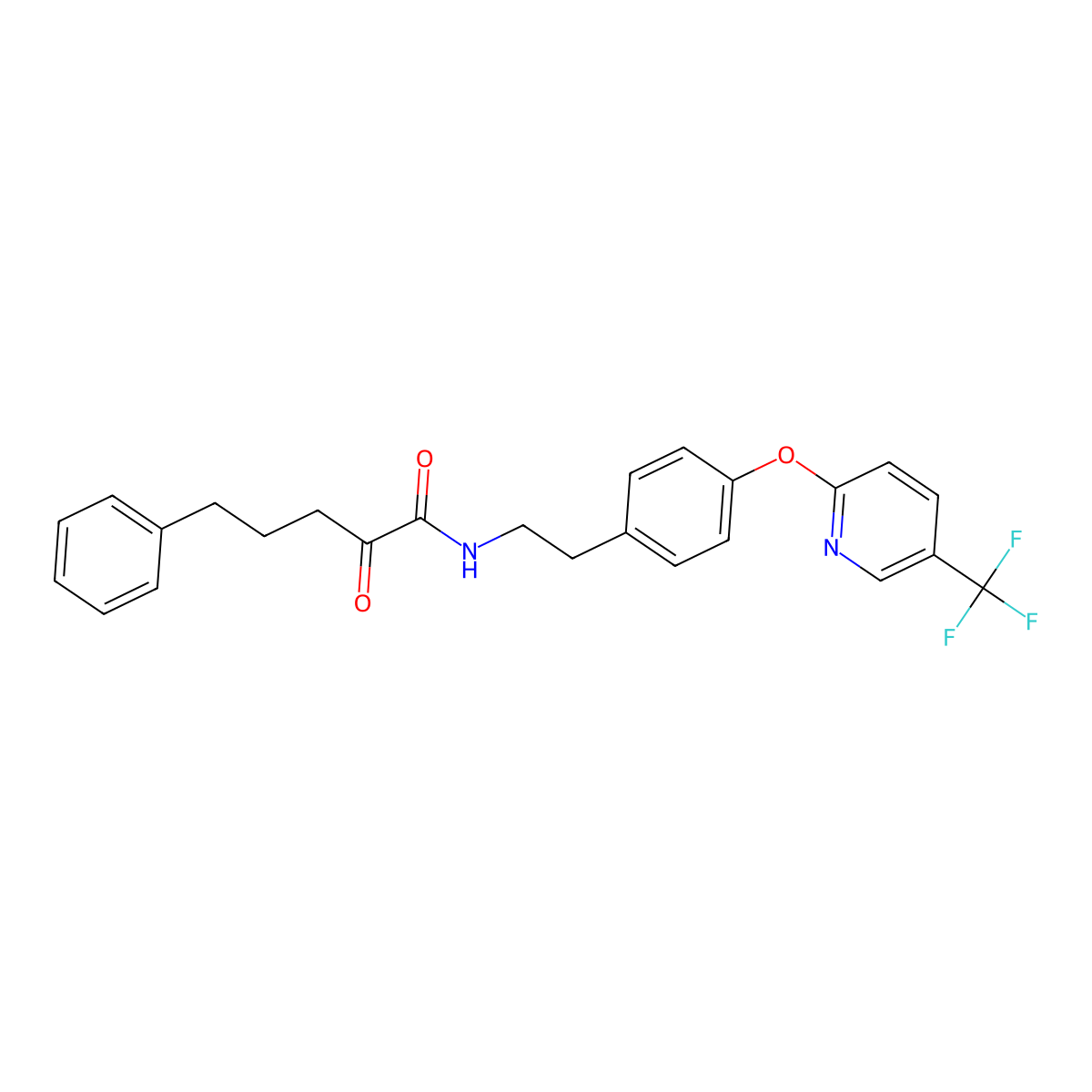 2-oxo-5-phenyl-N-(4-((5-(trifluoromethyl)pyridin-2-yl)oxy)phenethyl)pentanamide molecular structure, CAS 2313525-90-3