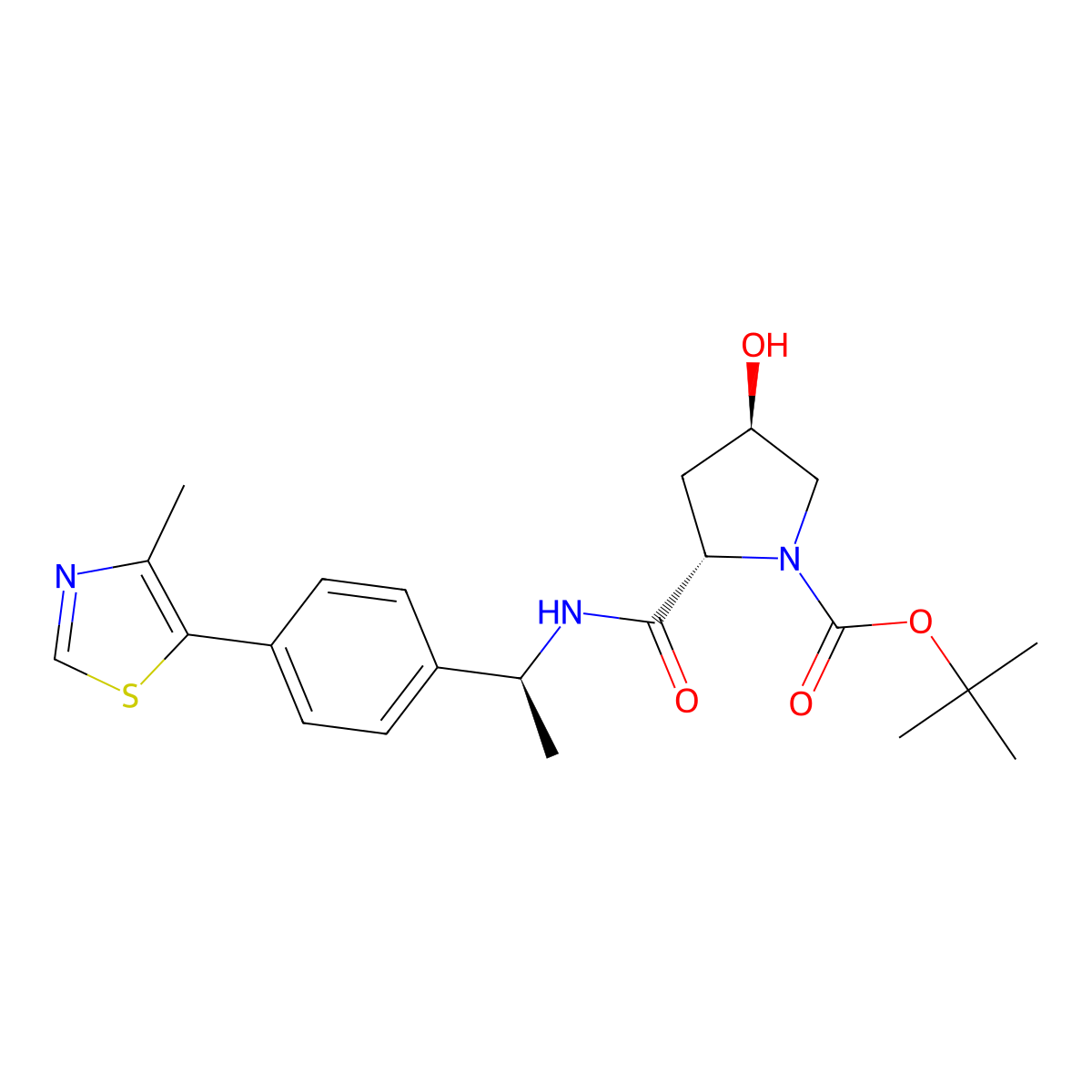 tert-Butyl (2S,4R)-4-hydroxy-2-(((S)-1-(4-(4-methylthiazol-5-yl)phenyl)ethyl)carbamoyl)pyrrolidine-1-carboxylate molecular structure, CAS 2313528-38-8