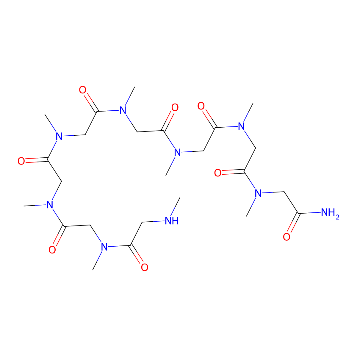 N-[2-[[2-[[2-[[2-[[2-[[2-[(2-Amino-2-oxo-ethyl)-methyl-amino]-2-oxo-ethyl]-methyl-amino]-2-oxo-ethyl]-methyl-amino]-2-oxo-ethyl]-methyl-amino]-2-oxo-ethyl]-methyl-amino]-2-oxo-ethyl]-methyl-amino]-2-oxo-ethyl]-N-methyl-2-(methylamino)acetamide molecular structure, CAS 2313534-10-8