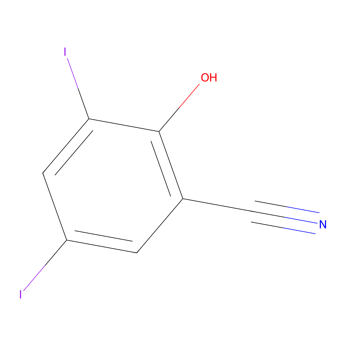 Benzonitrile, 2-hydroxy-3,5-diiodo- molecular structure, CAS 2314-30-9