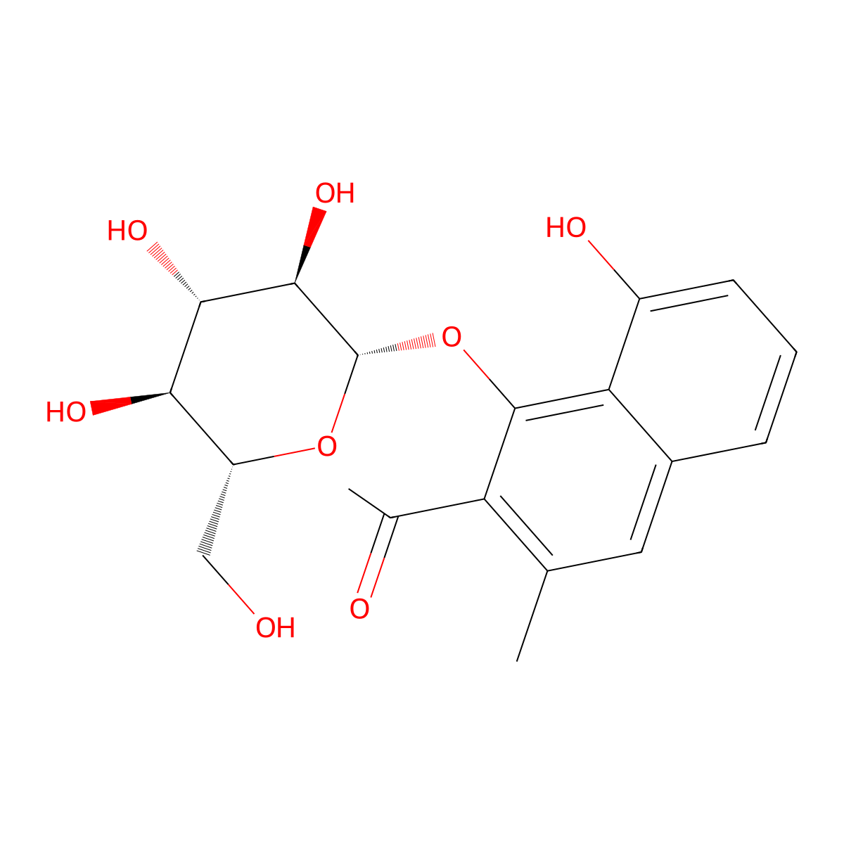 1-[8-hydroxy-3-methyl-1-[(2S,3R,4S,5S,6R)-3,4,5-trihydroxy-6-(hydroxymethyl)oxan-2-yl]oxynaphthalen-2-yl]ethanone molecular structure, CAS 23140-69-4