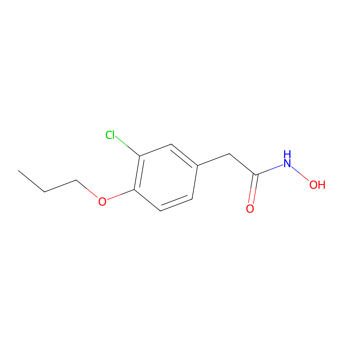 Acetohydroxamic acid, 2-(3-chloro-4-propoxyphenyl)- molecular structure, CAS 23142-40-7