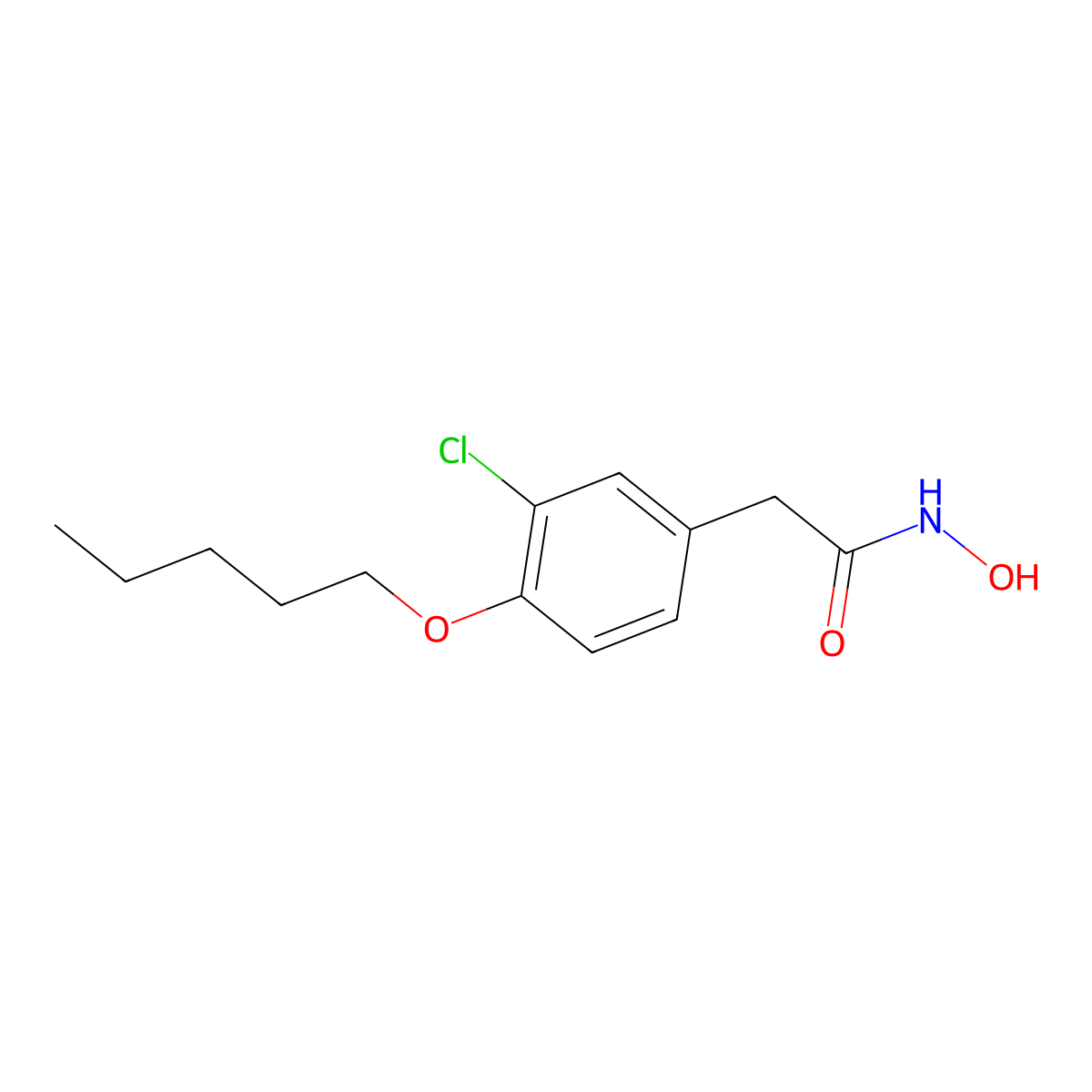 Acetohydroxamic acid, 2-(3-chloro-4-pentyloxy)phenyl- molecular structure, CAS 23142-41-8