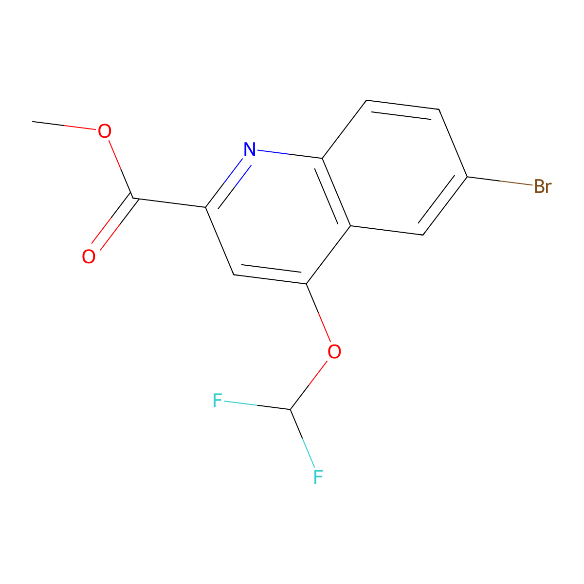 Methyl 6-bromo-4-(difluoromethoxy)quinoline-2-carboxylate molecular structure, CAS 2314381-51-4