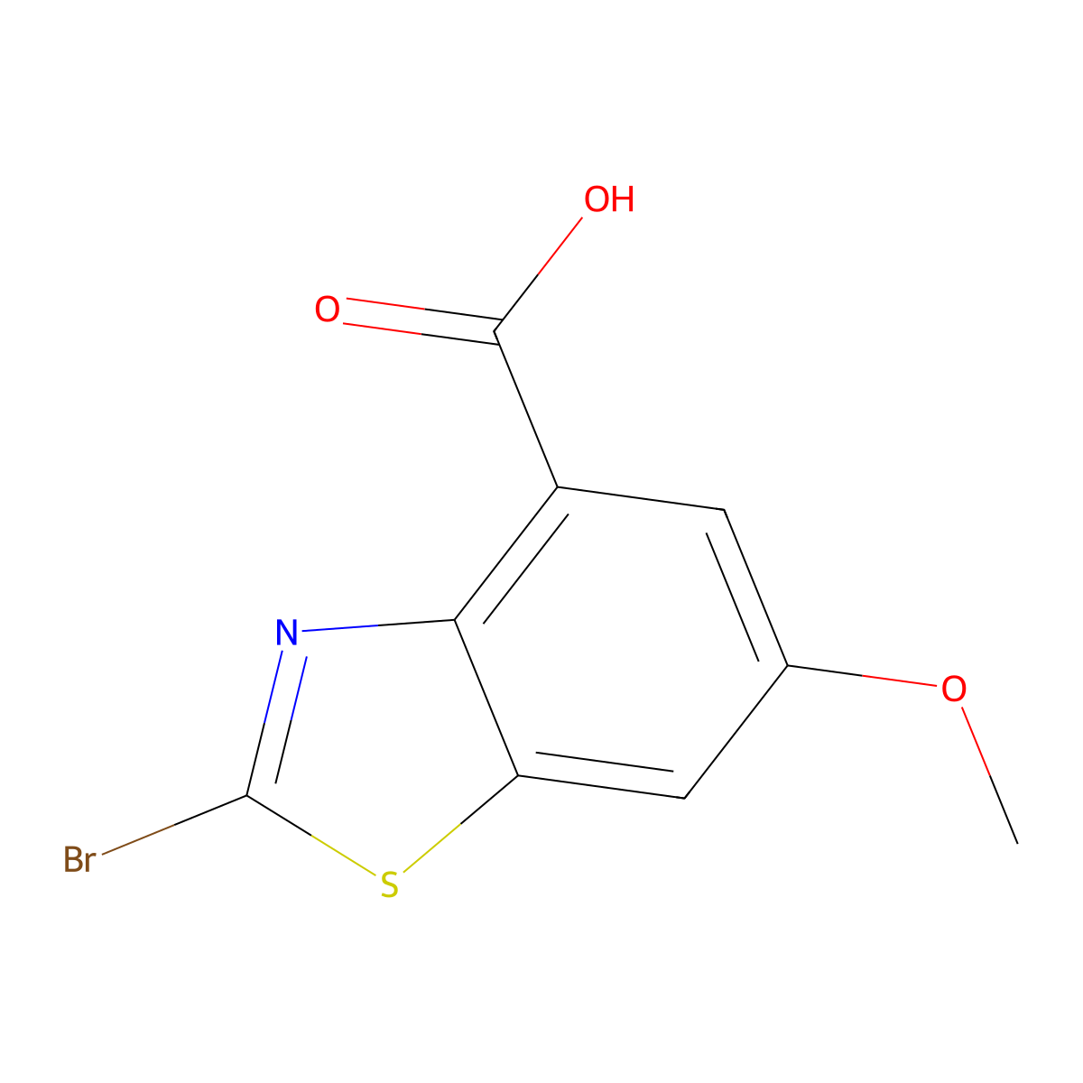 2-Bromo-6-methoxy-1,3-benzothiazole-4-carboxylic acid molecular structure, CAS 2314381-64-9