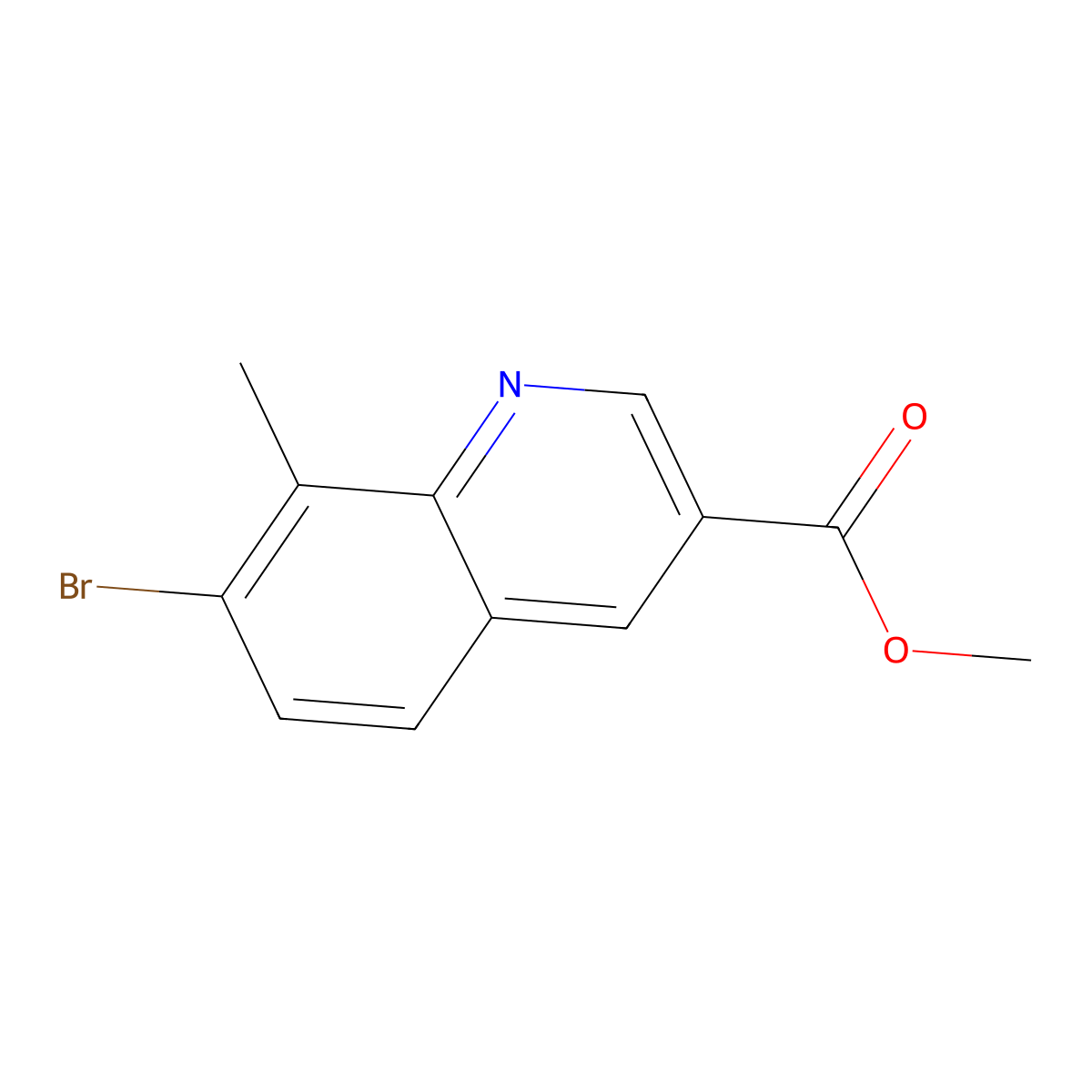 Methyl 7-bromo-8-methylquinoline-3-carboxylate molecular structure, CAS 2314381-76-3