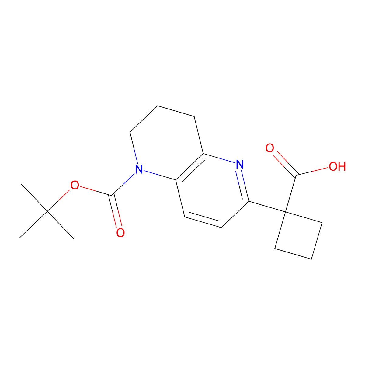 1-(5-(tert-Butoxycarbonyl)-5,6,7,8-tetrahydro-1,5-naphthyridin-2-yl)cyclobutane-1-carboxylic acid molecular structure, CAS 2314394-18-6