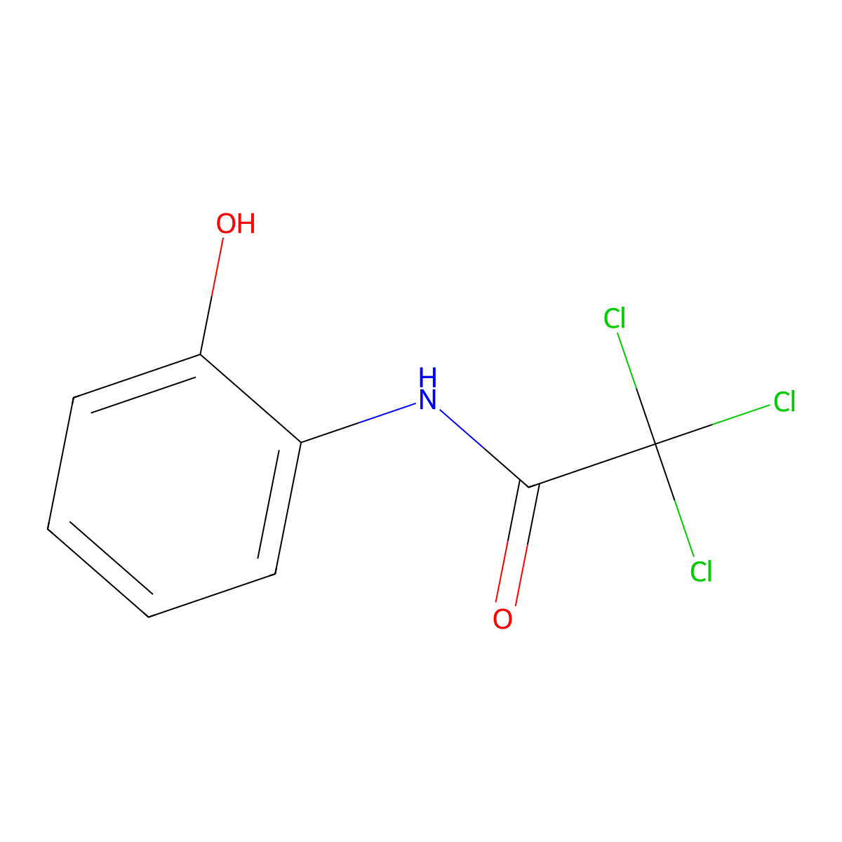 2,2,2-trichloro-N-(2-hydroxyphenyl)acetamide molecular structure, CAS 23144-40-3