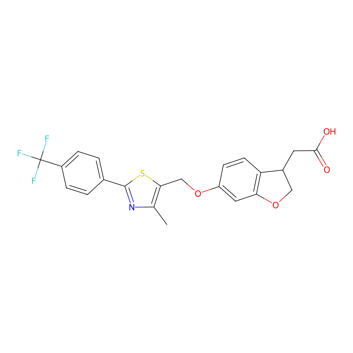 (3S)-2,3-dihydro-6-[[4-methyl-2-[4-(trifluoromethyl)phenyl]-5-thiazolyl]methoxy]-3-benzofuranacetic acid molecular structure, CAS 2314465-67-1