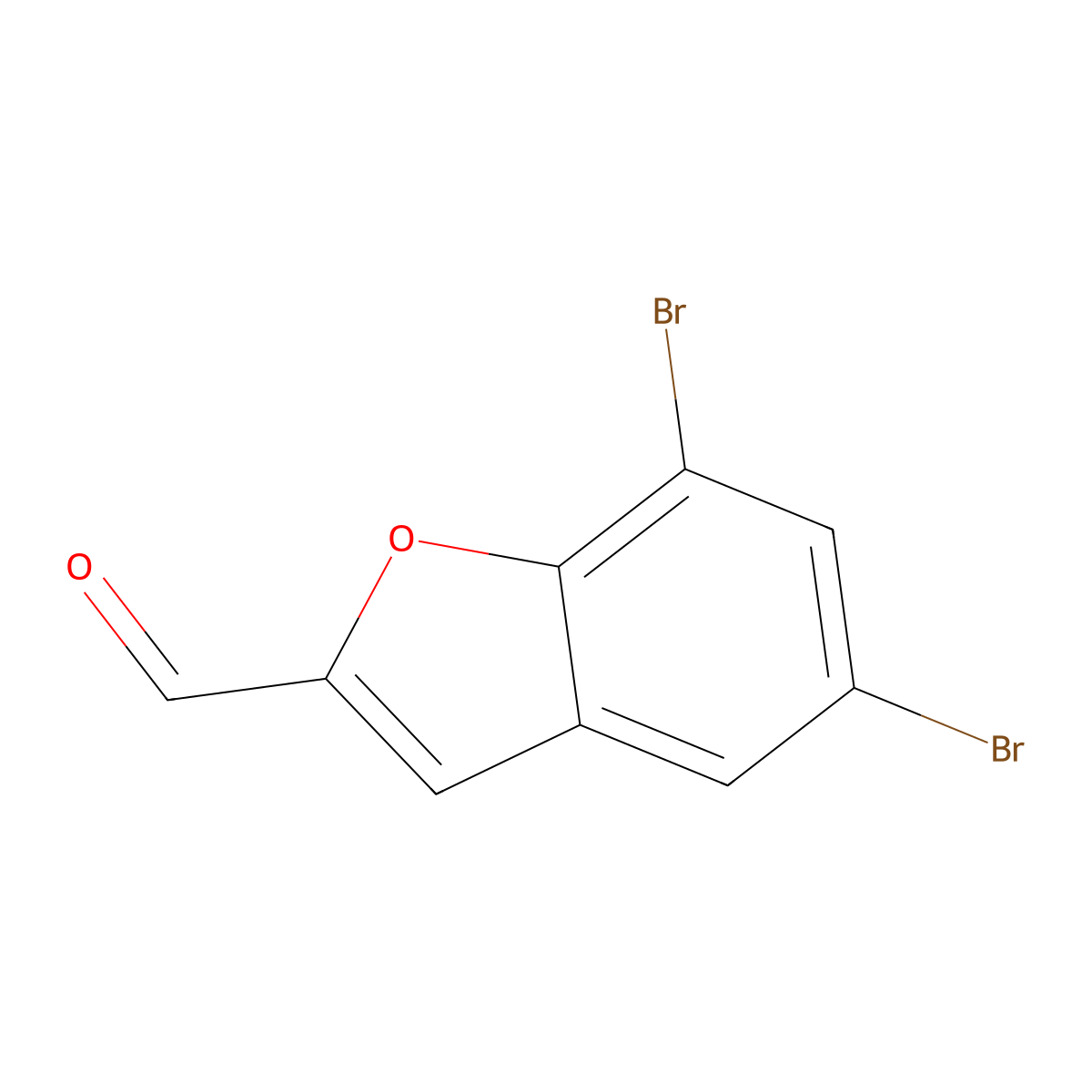 5,7-Dibromo-1-benzofuran-2-carbaldehyde molecular structure, CAS 23145-17-7