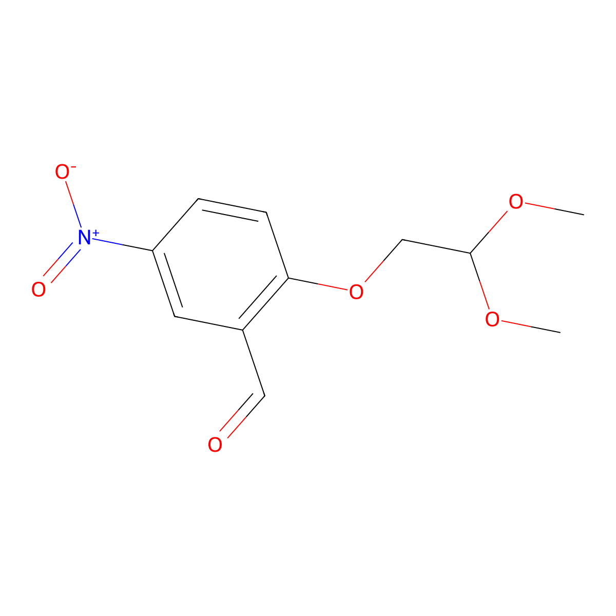 2-(2,2-Dimethoxyethoxy)-5-nitrobenzaldehyde molecular structure, CAS 23145-28-0