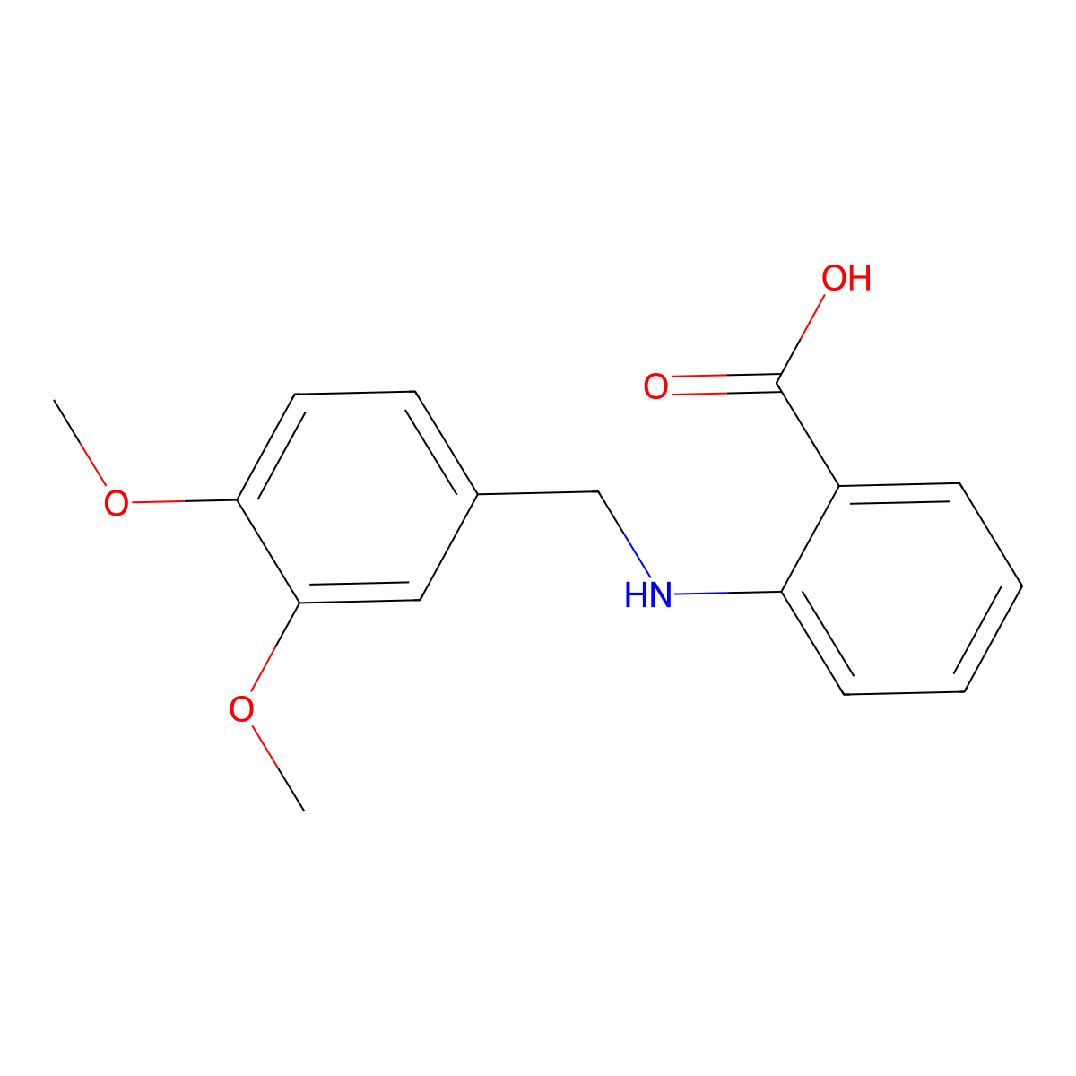 2-[(3,4-Dimethoxybenzyl)amino]benzoic acid molecular structure, CAS 23145-60-0