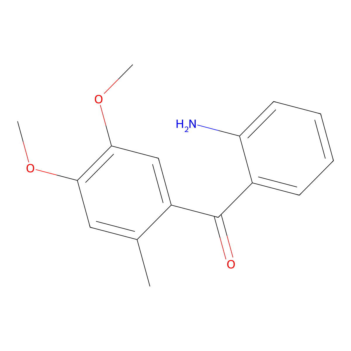 (2-Aminophenyl)(4,5-dimethoxy-2-methylphenyl)methanone molecular structure, CAS 23145-70-2