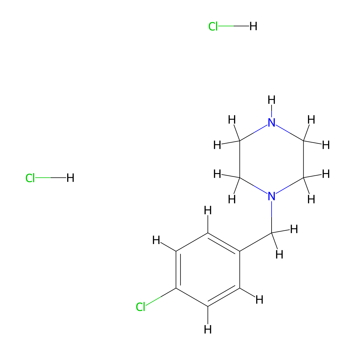 1-(4-Chlorobenzyl)piperazine dihydrochloride molecular structure, CAS 23145-89-3