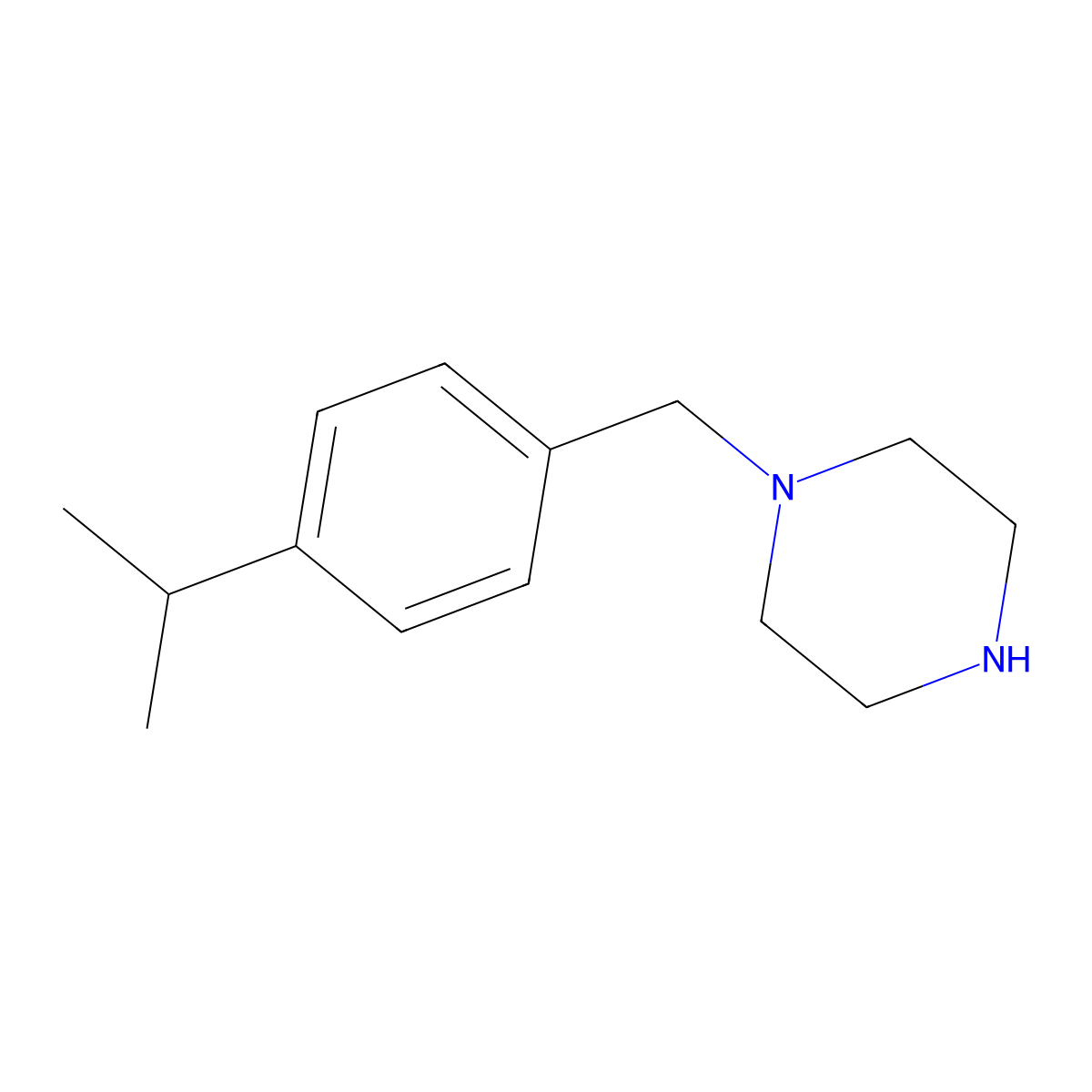 1-((4-(Propan-2-yl)phenyl)methyl)piperazine molecular structure, CAS 23145-95-1