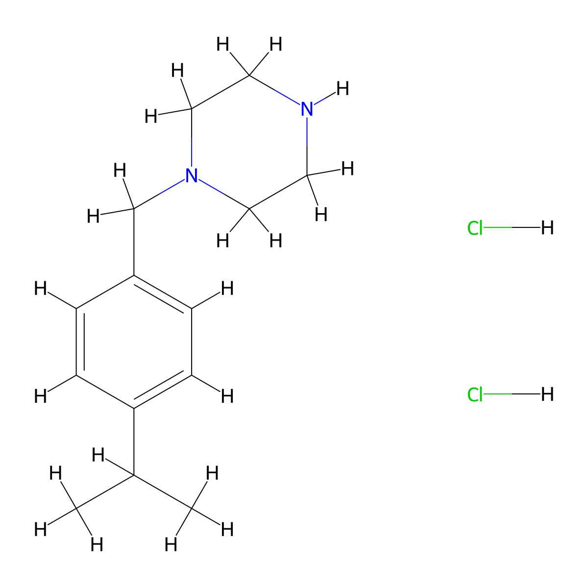 1-{[4-(Propan-2-yl)phenyl]methyl}piperazine dihydrochloride molecular structure, CAS 23145-98-4