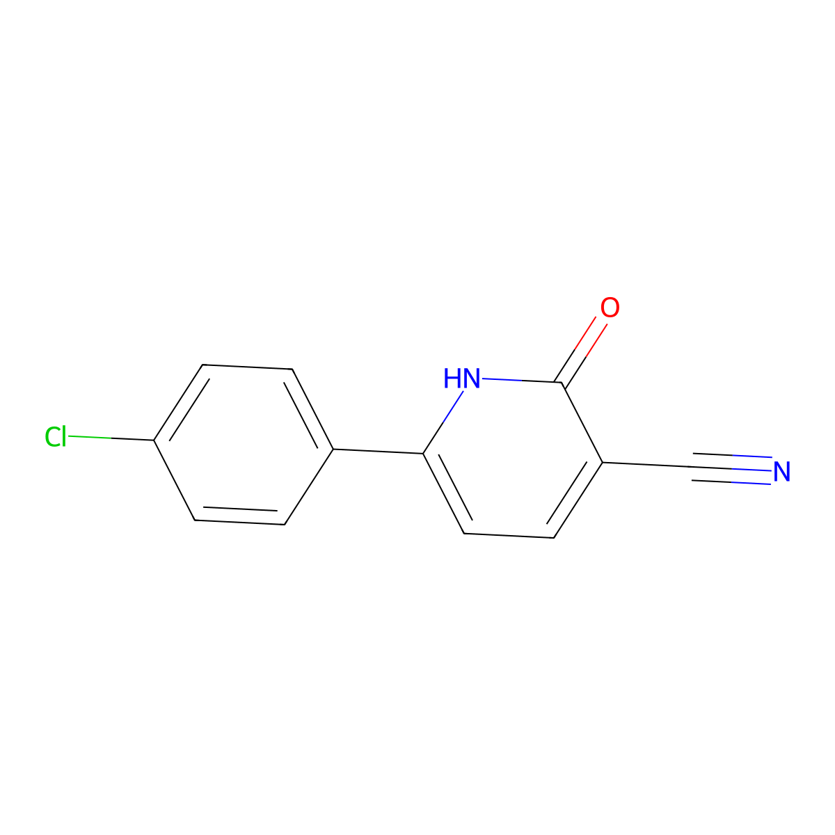6-(4-Chlorophenyl)-2-oxo-1,2-dihydropyridine-3-carbonitrile molecular structure, CAS 23148-51-8