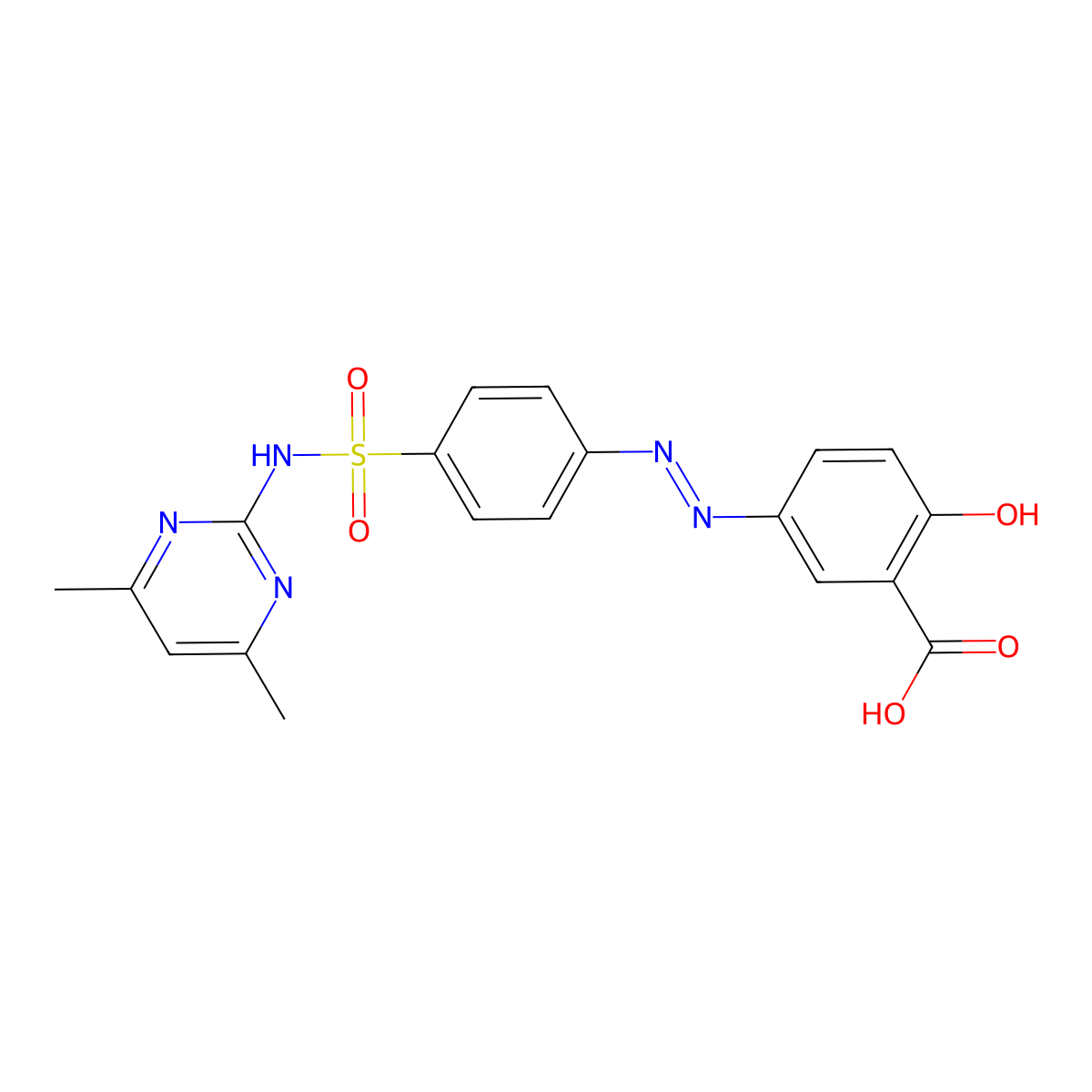 Salazosulfadimidine molecular structure, CAS 2315-08-4