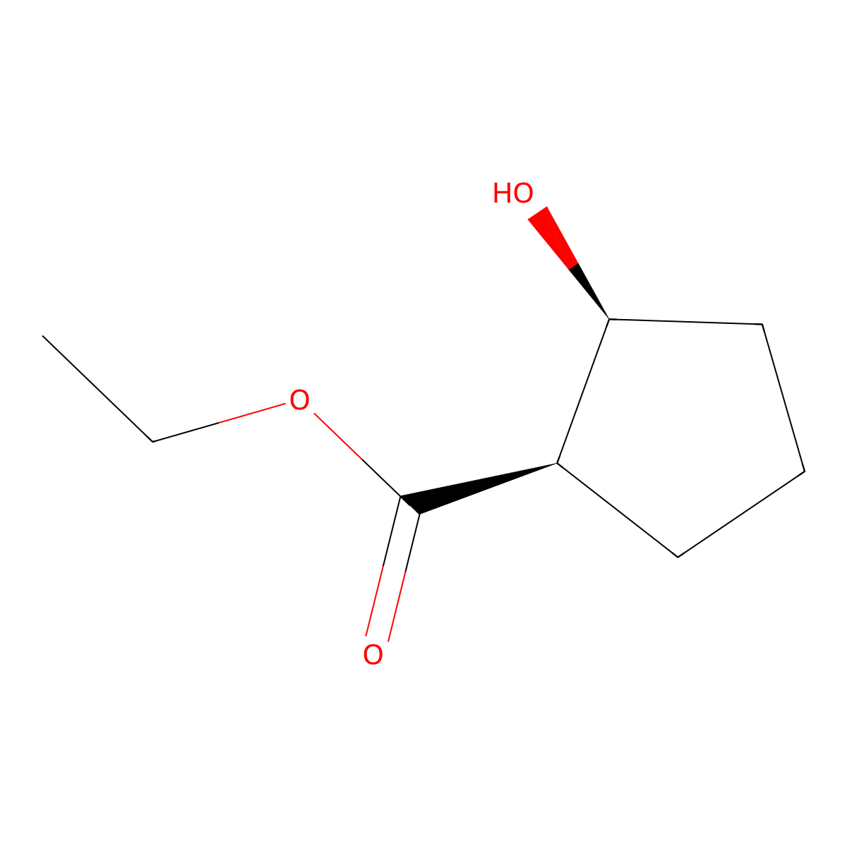 rel-Ethyl (1R,2S)-2-hydroxycyclopentanecarboxylate molecular structure, CAS 2315-21-1