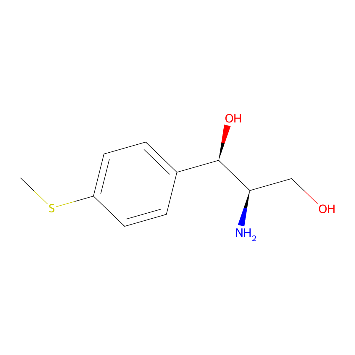 (R(R*,R*))-2-amino-1-(p-(methylthio)phenyl)propane-1,3-diol molecular structure, CAS 23150-35-8