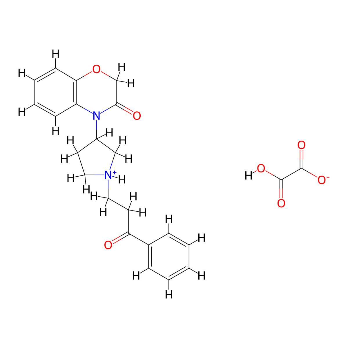 2H-1,4-Benzoxazin-3(4H)-one, 4-(1-(2-benzoylethyl)-3-pyrrolidinyl)-, oxalate (1:1) molecular structure, CAS 23150-87-0