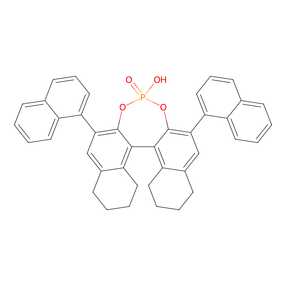 (11Bs)-4-hydroxy-2,6-di(naphthalen-1-yl)-8,9,10,11,12,13,14,15-octahydrodinaphtho[2,1-d:1',2'-f][1,3,2]dioxaphosphepine 4-oxide molecular structure, CAS 2315262-68-9