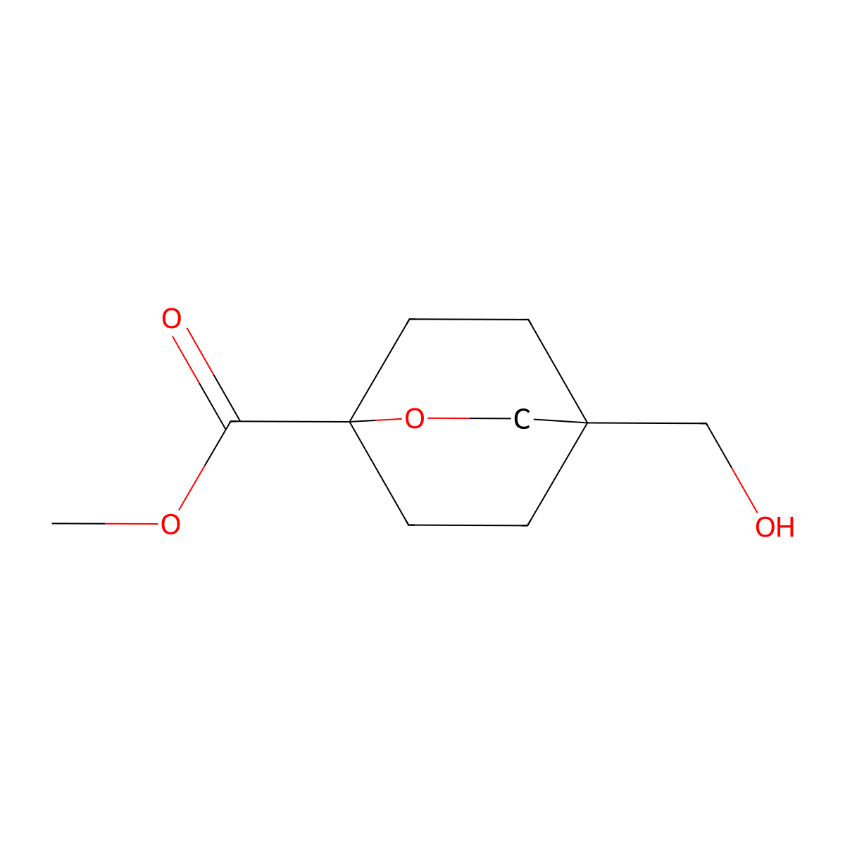 Methyl 4-(hydroxymethyl)-2-oxabicyclo(2.2.2)octane-1-carboxylate molecular structure, CAS 2315282-07-4