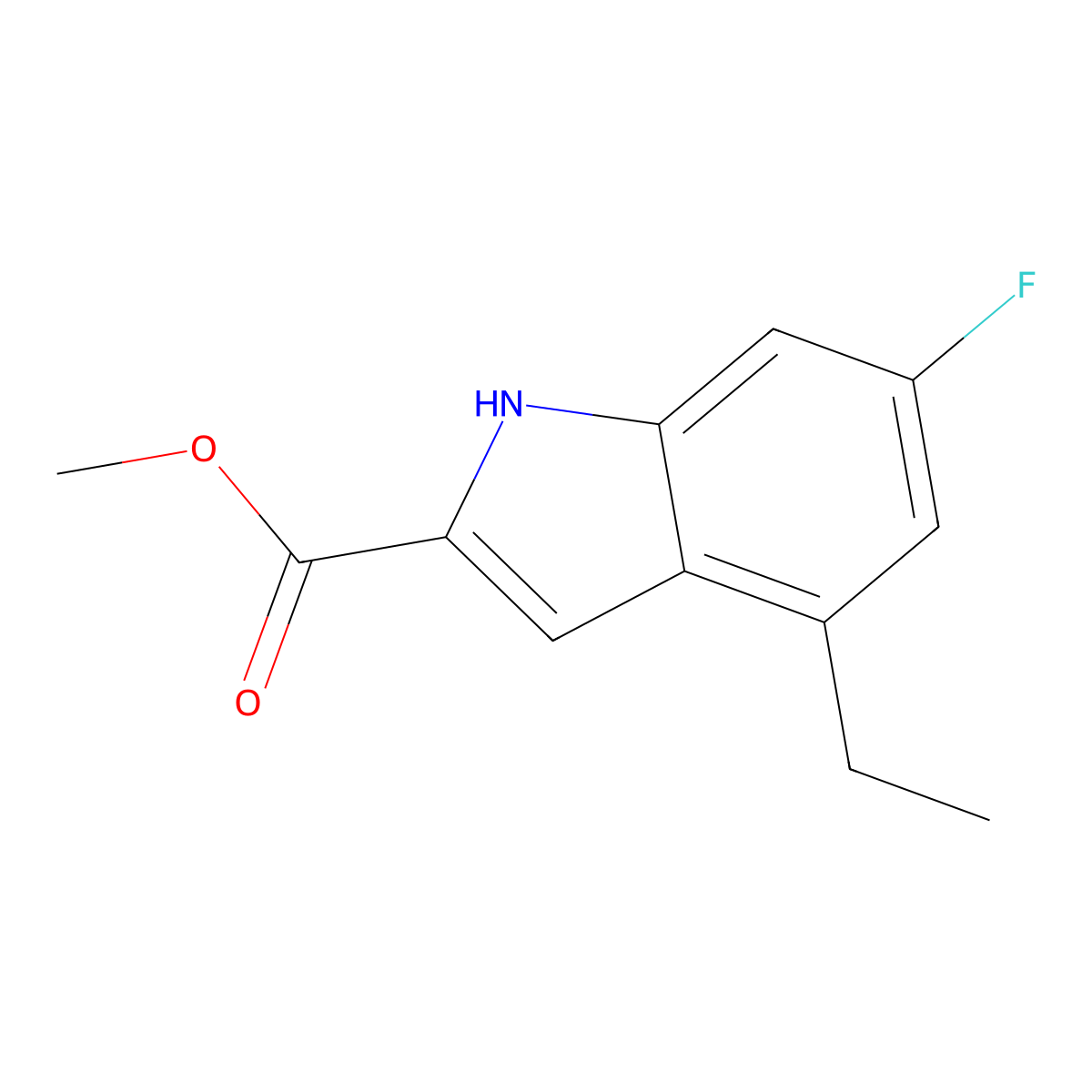 methyl 4-ethyl-6-fluoro-1H-indole-2-carboxylate molecular structure, CAS 2315376-62-4