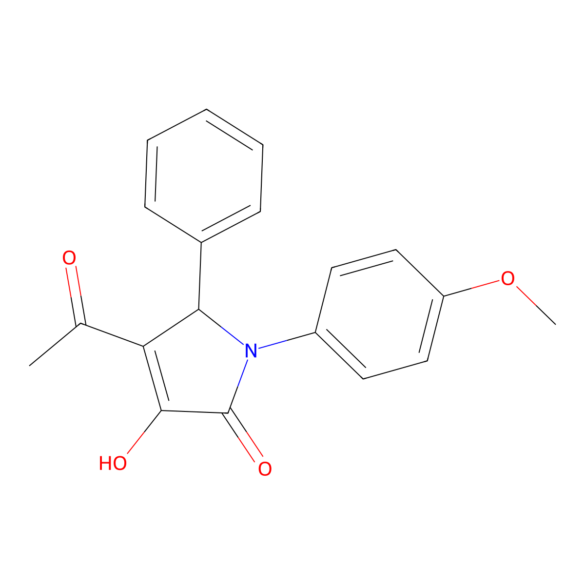 3-acetyl-4-hydroxy-1-(4-methoxyphenyl)-2-phenyl-2H-pyrrol-5-one molecular structure, CAS 23154-38-3