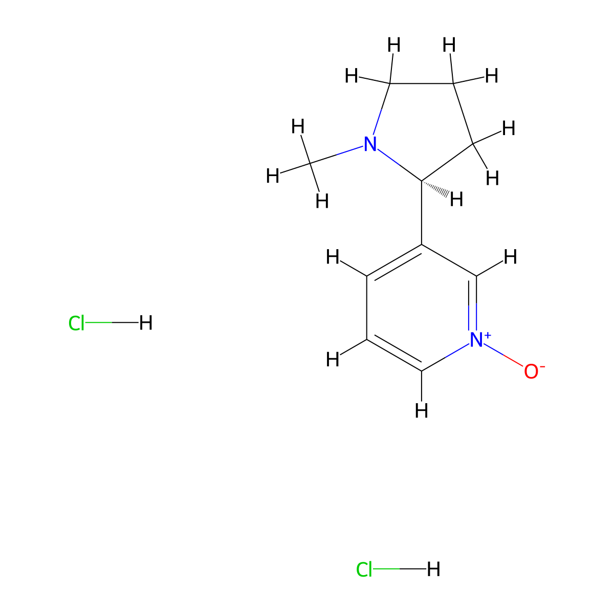 3-(1-Methylpyrrolidin-2-yl)-1-oxo-1lambda~5~-pyridine--hydrogen chloride (1/2) molecular structure, CAS 23155-03-5