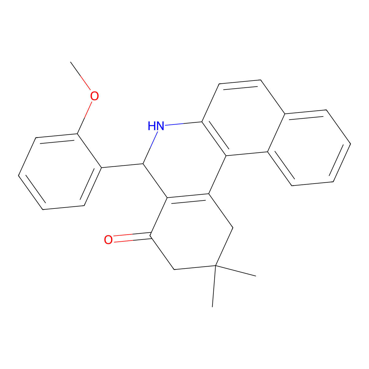 5-(2-Methoxyphenyl)-2,2-dimethyl-2,3,5,6-tetrahydrobenzo[a]phenanthridin-4(1H)-one molecular structure, CAS 23159-25-3
