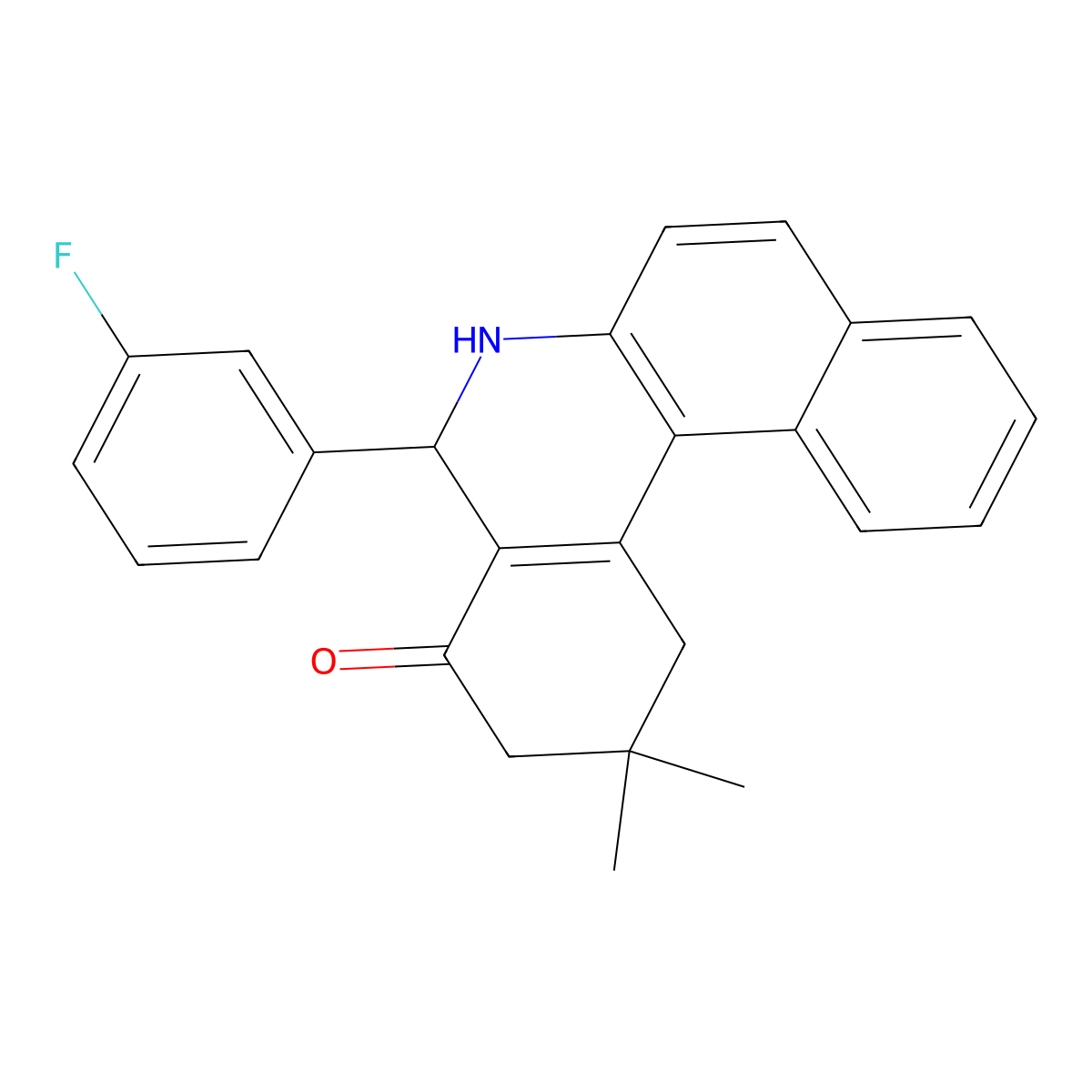 5-(3-Fluorophenyl)-2,2-dimethyl-1,3,5,6-tetrahydrobenzo[a]phenanthridin-4-one molecular structure, CAS 23159-28-6