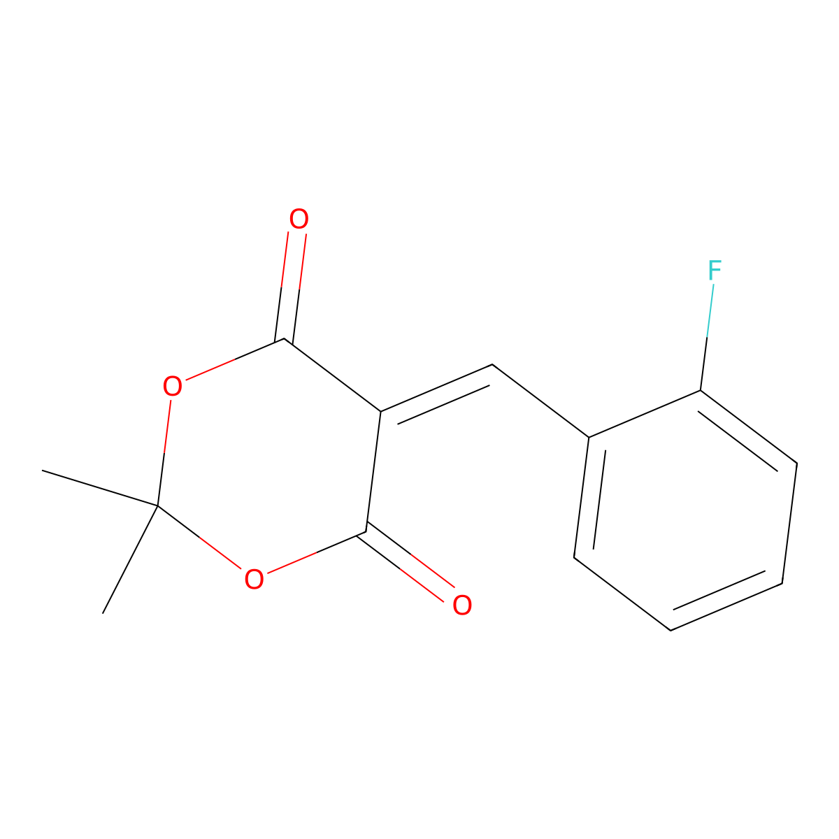 5-(2-Fluorobenzylidene)-2,2-dimethyl-1,3-dioxane-4,6-dione molecular structure, CAS 23160-08-9