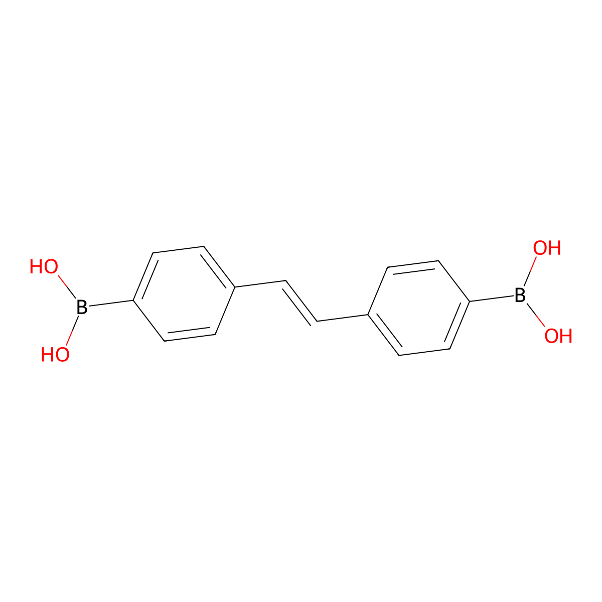 (E)-(Ethene-1,2-diylbis(4,1-phenylene))diboronic acid molecular structure, CAS 231606-28-3
