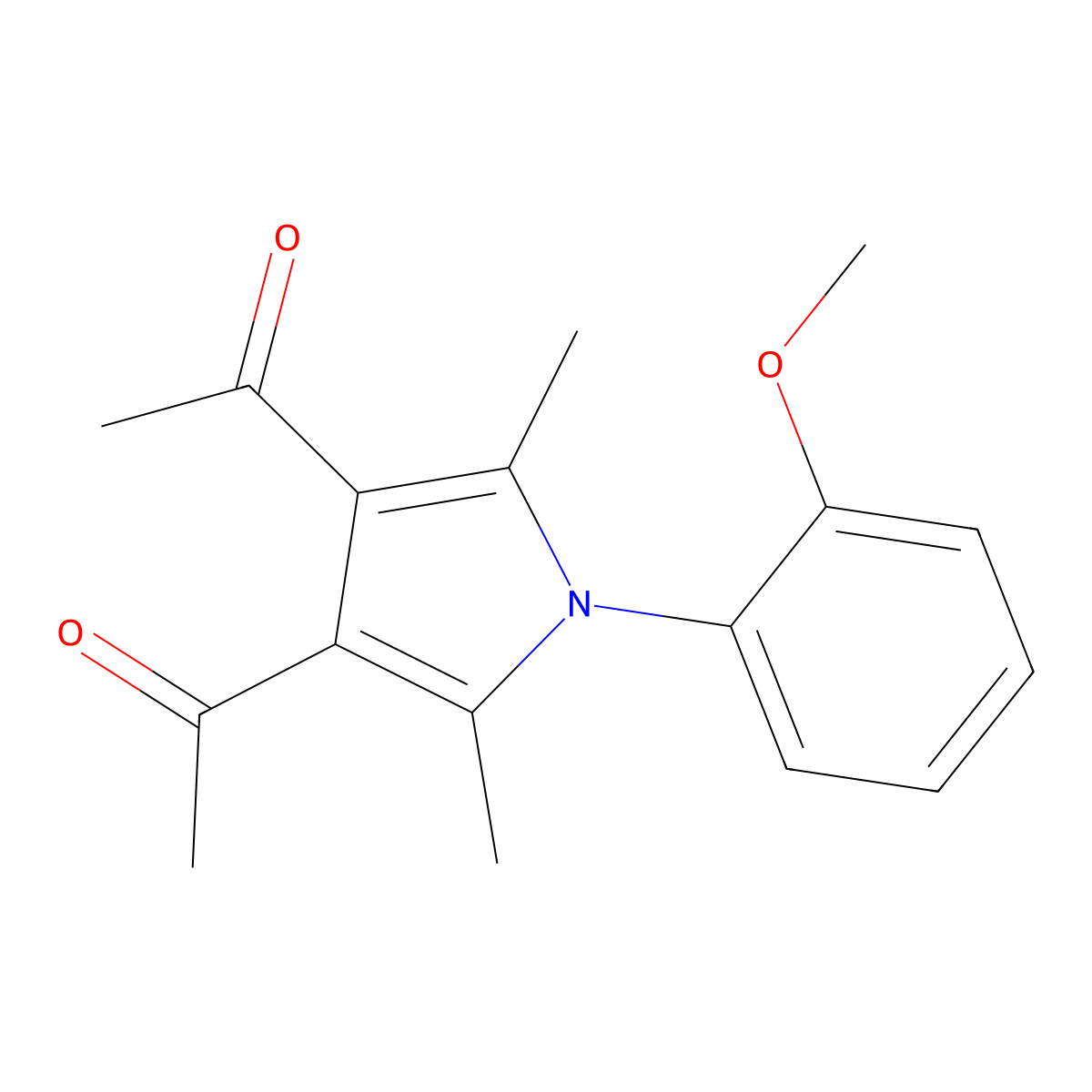 1-[4-Acetyl-1-(2-methoxyphenyl)-2,5-dimethylpyrrol-3-yl]ethanone molecular structure, CAS 231606-78-3