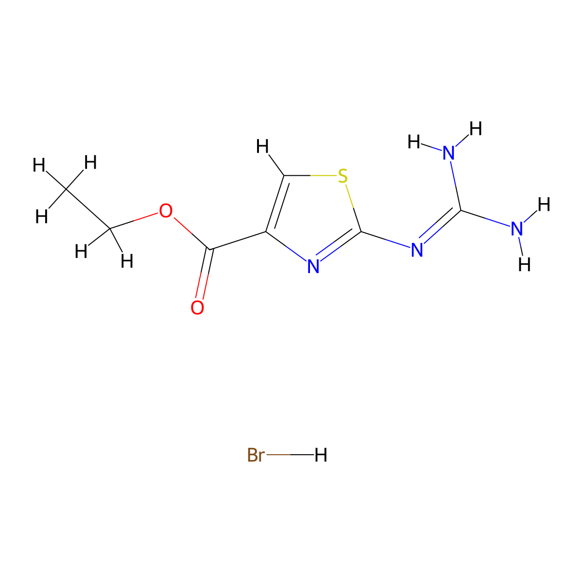 Ethyl 2-carbamimidamido-1,3-thiazole-4-carboxylate hydrobromide molecular structure, CAS 231621-74-2