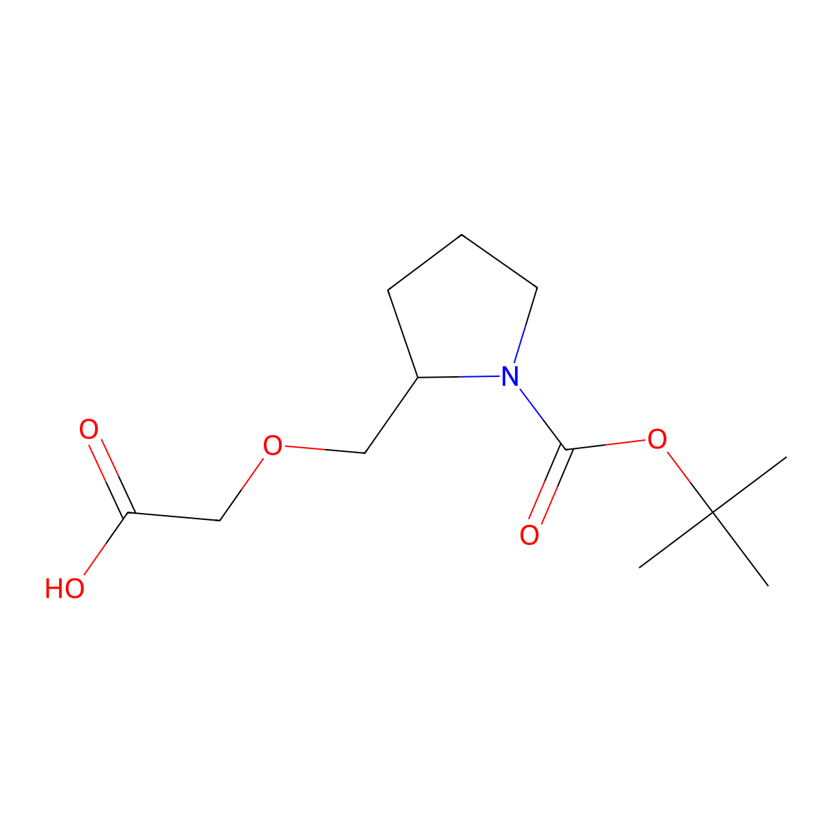 2-Carboxymethoxymethyl-pyrrolidine-1-carboxylic acid tert-butyl ester molecular structure, CAS 231622-04-1