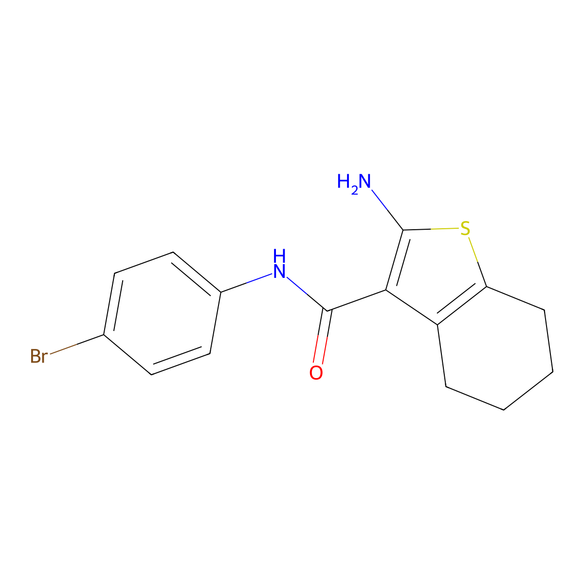 2-amino-N-(4-bromophenyl)-4,5,6,7-tetrahydro-1-benzothiophene-3-carboxamide molecular structure, CAS 231628-91-4