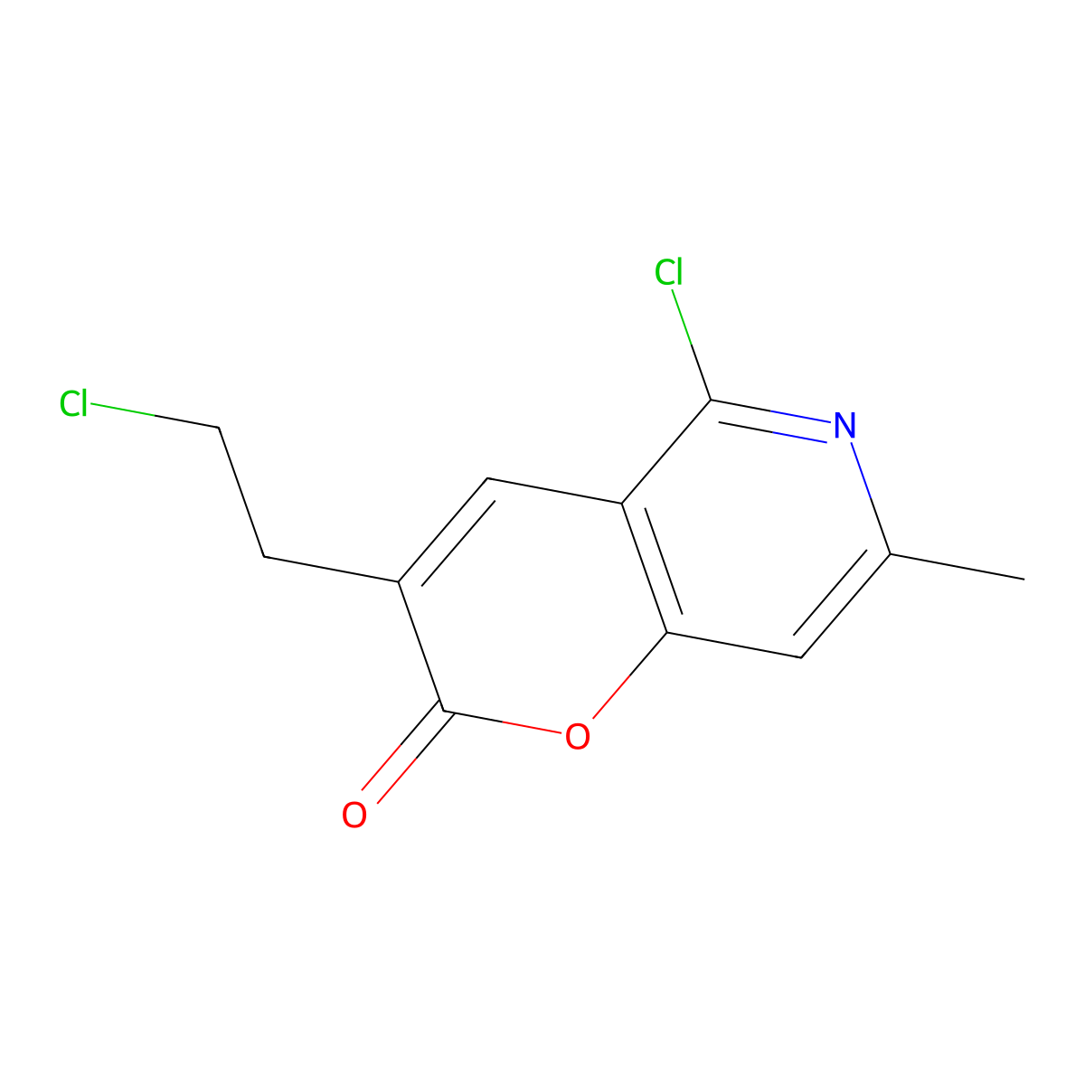 5-chloro-3-(2-chloroethyl)-7-methyl-2H-pyrano[3,2-c]pyridin-2-one molecular structure, CAS 231629-72-4