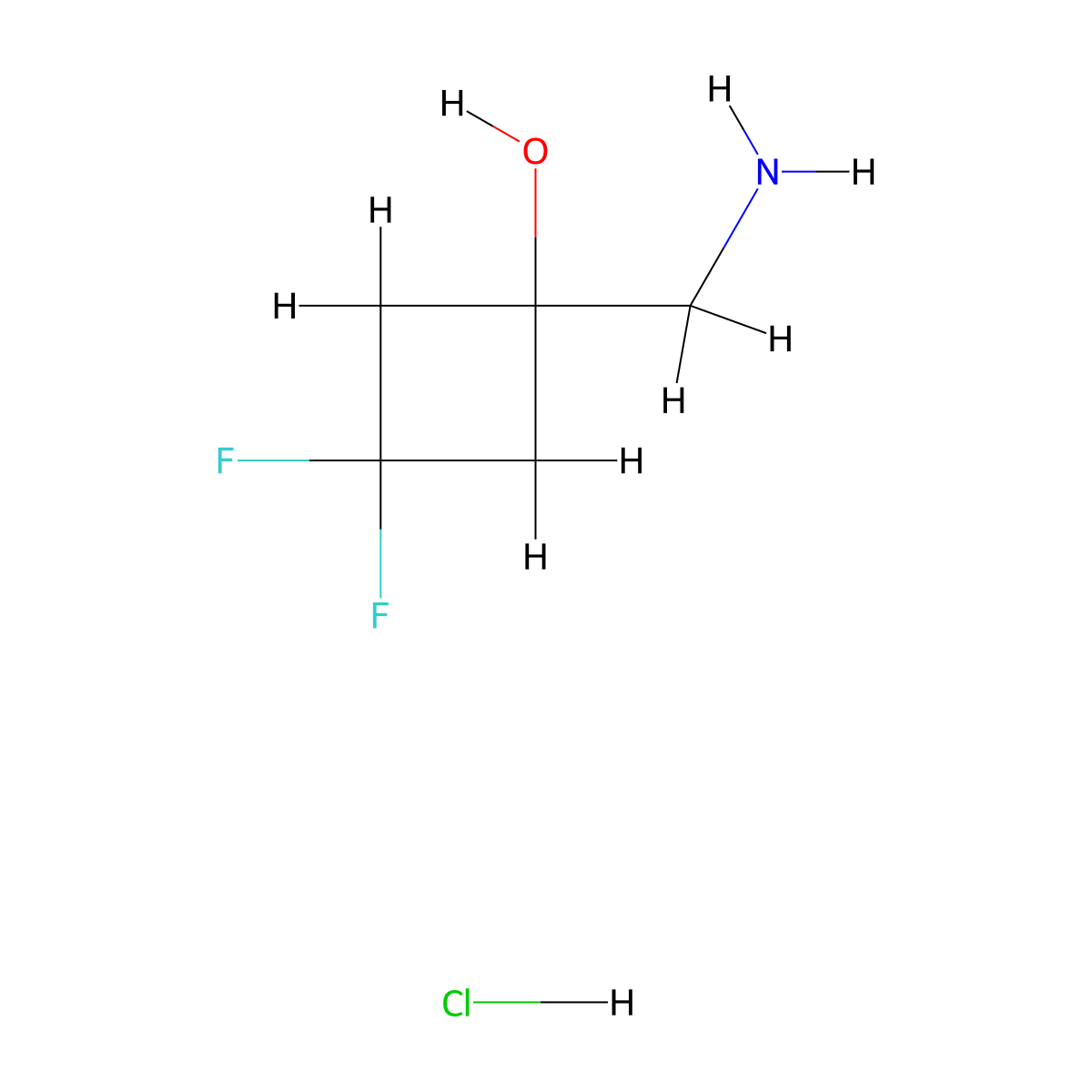 1-(Aminomethyl)-3,3-difluoro-cyclobutanol;hydrochloride molecular structure, CAS 2316459-28-4