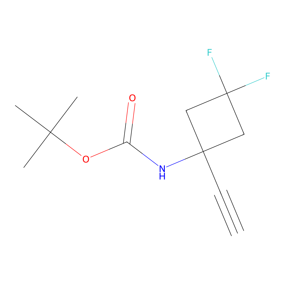 tert-butyl N-(1-ethynyl-3,3-difluoro-cyclobutyl)carbamate molecular structure, CAS 2316459-53-5
