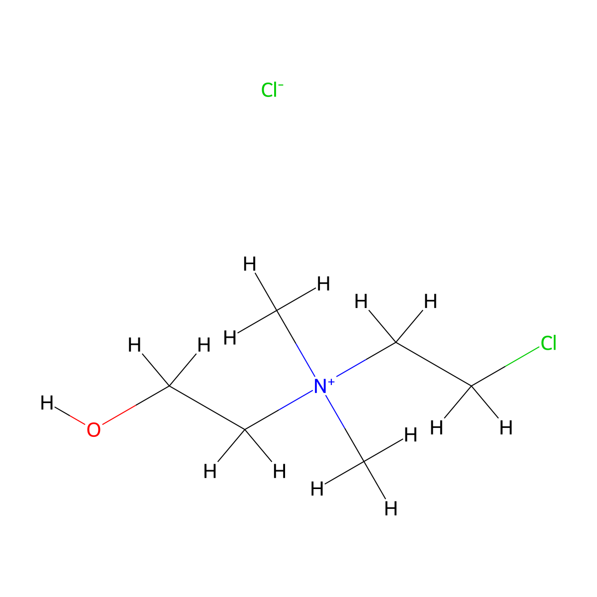 N-2-Chloroethyl-N,N-dimethyl-N-2-hydroxyethylammonium chloride molecular structure, CAS 23165-18-6