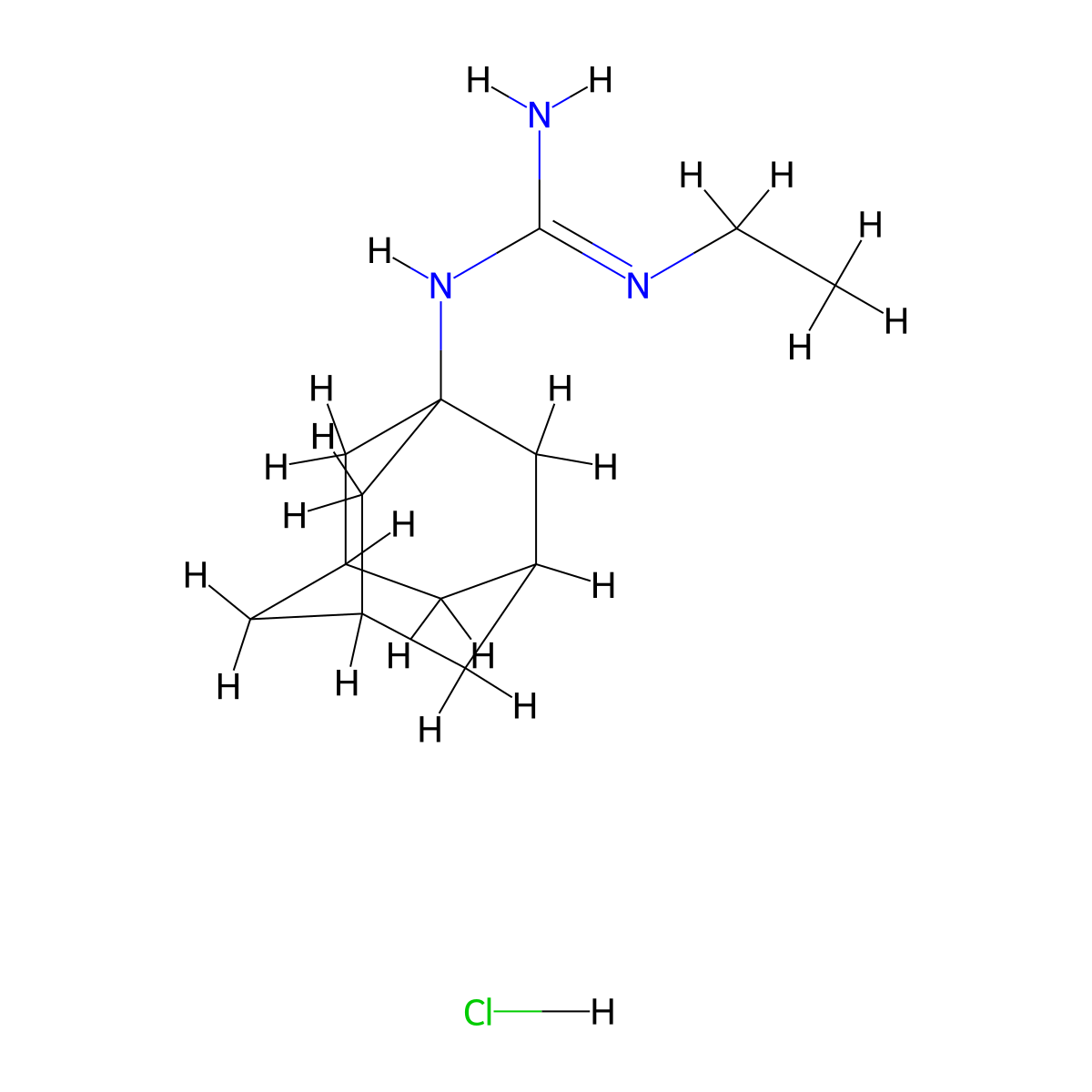 N-(adamantan-1-yl)-N'-ethylguanidine hydrochloride molecular structure, CAS 23166-32-7