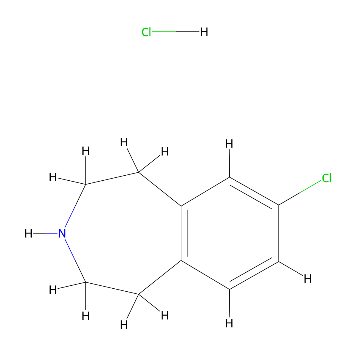 7-chloro-2,3,4,5-tetrahydro-1H-3-benzazepine hydrochloride molecular structure, CAS 23166-82-7