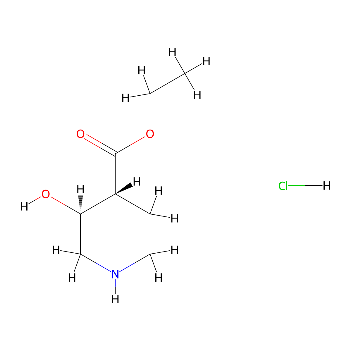 Ethyl (3S,4R)-3-hydroxypiperidine-4-carboxylate hydrochloride molecular structure, CAS 2316729-90-3